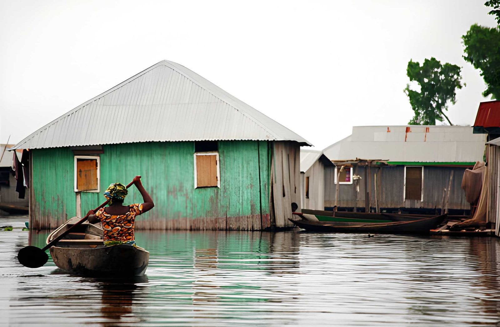 Vue sur le lac Nokoué depuis Ganvié, village lacustre du Bénin