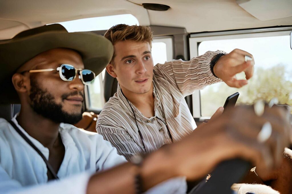 Comment réserver un chauffeur privé au Bénin ? 2 Chauffeur privé au Bénin ouvrant la portière d'un véhicule à des voyageurs
