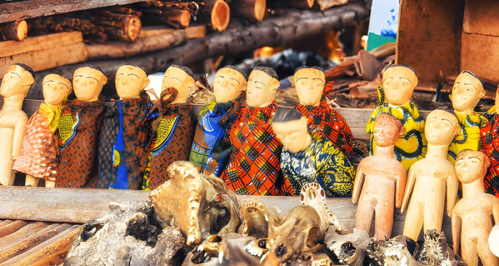 Statuettes en bois représentant des jumeaux vénérés au Bénin